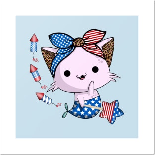 4th of July cat Posters and Art